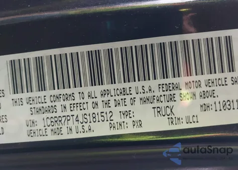 2018 Ram 1500 Limited 4X4 5'7 Box из США, поврежденный, VIN 1C6RR7PT4JS181512